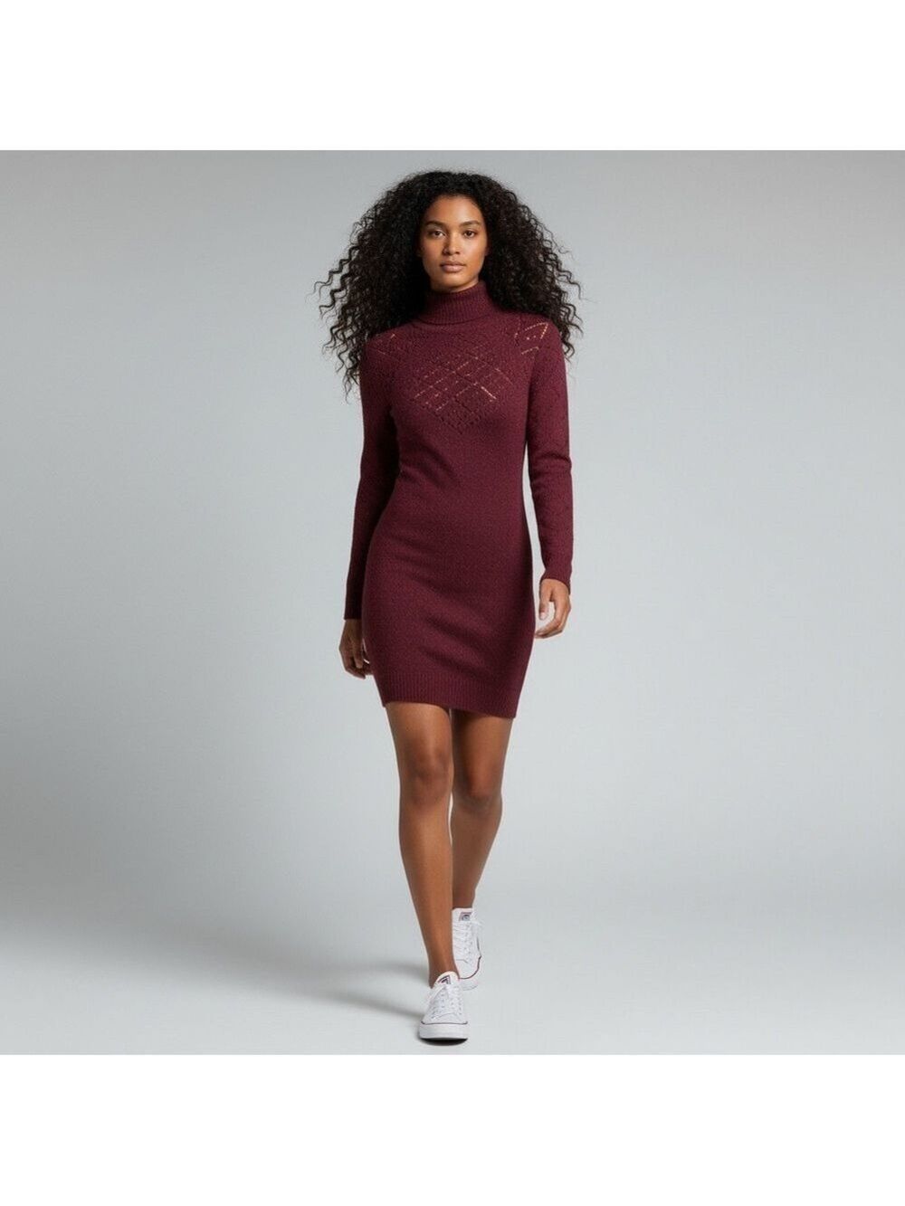 Moda International Vintage Burgundy Turtleneck Rabbit Hair/Wool Mini Dress